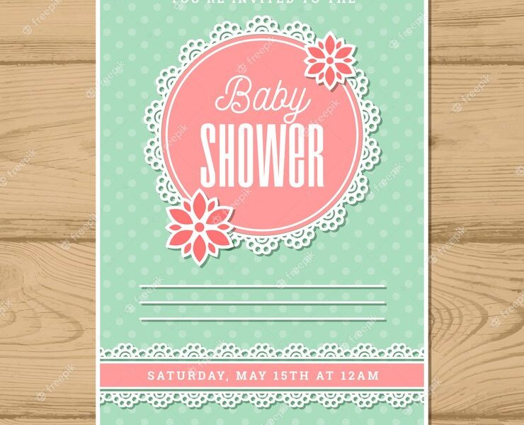 Baby shower invitation in flat style Free Vector