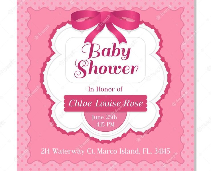 Baby shower invitation for a girl Free Vector