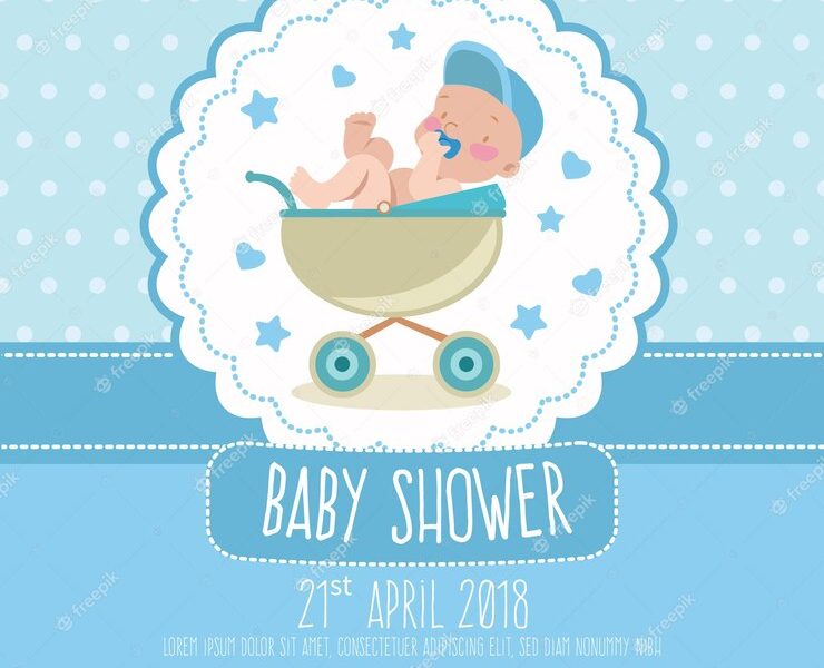 Baby shower invitation in hand drawn style Free Vector