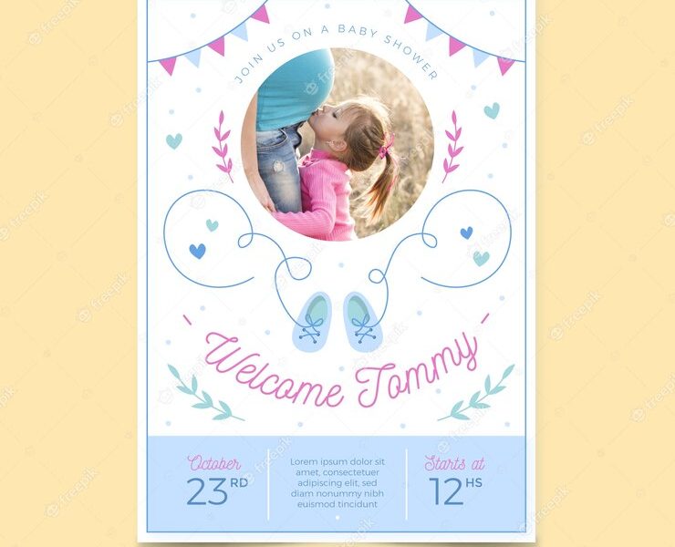 Baby shower invitation template design Free Vector