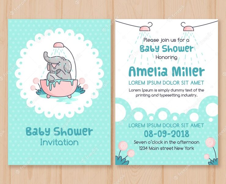 Baby shower invitation template in flat design Free Vector