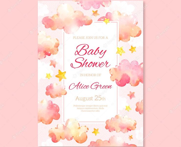 Baby shower invitation template for girl Free Vector