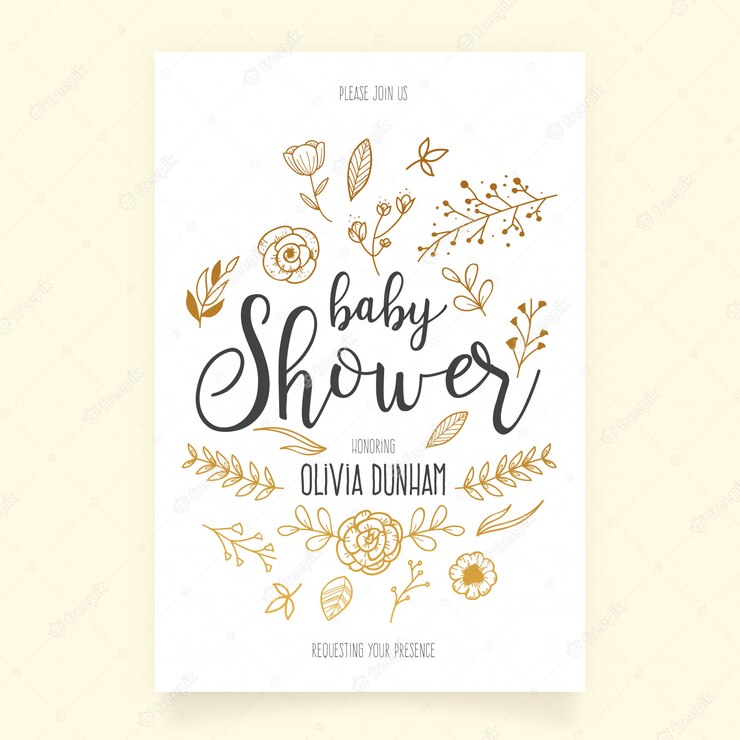 Baby Shower Invitation Template With Hand Drawn Ornaments 1361 484