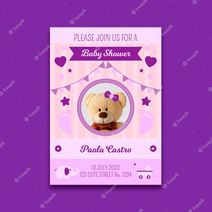 Baby Shower Invitation Template With Photo Girl 23 2148466471