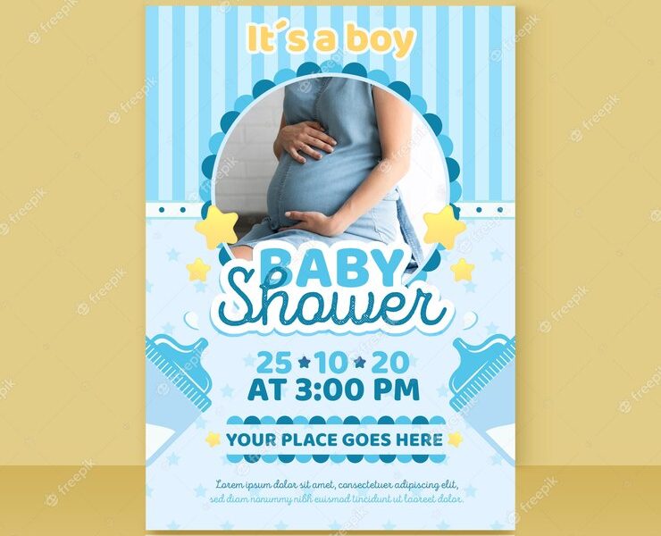 Baby shower invitation template Free Vector