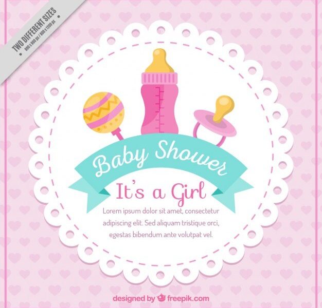 Baby shower invitation with elements Free Vector