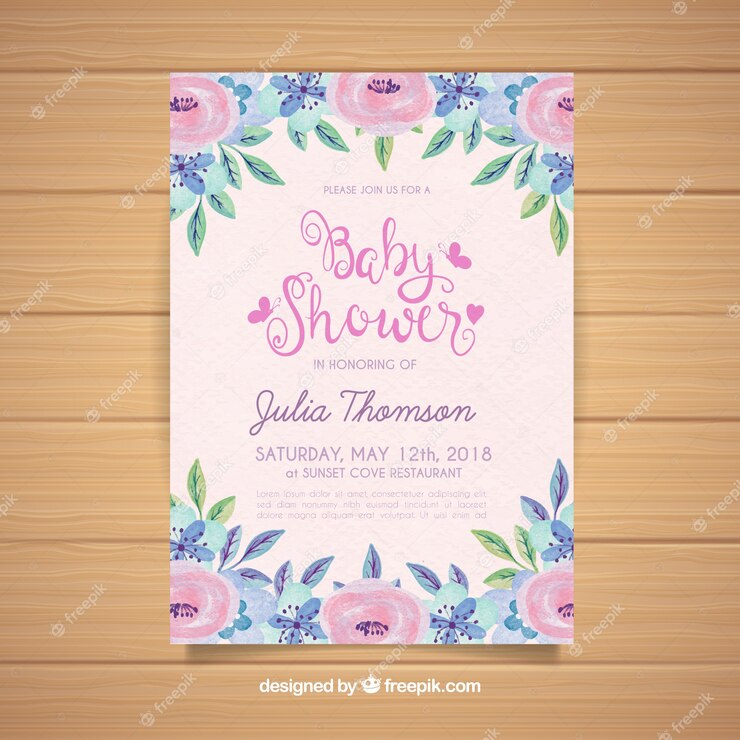 Baby Shower Invitation With Flowers Watercolor Style 23 2147775650