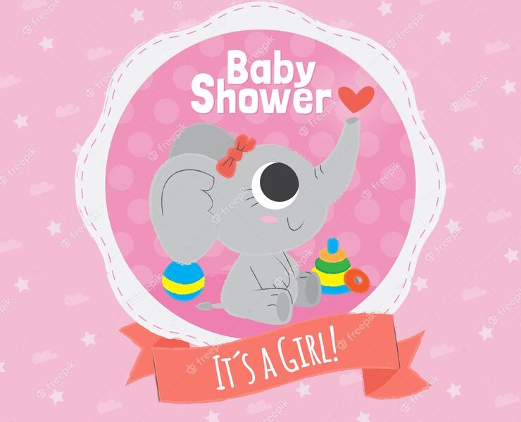 Baby shower template for girl Free Vector