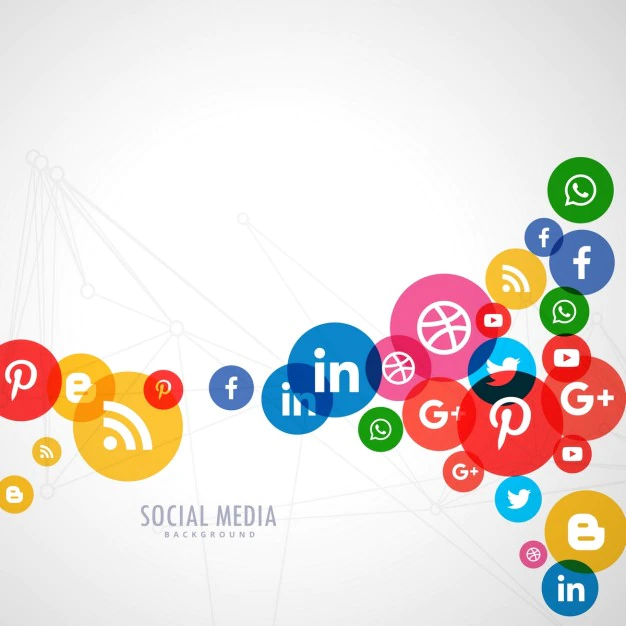 Background Colored Circles With Social Media Icons 1017 4834