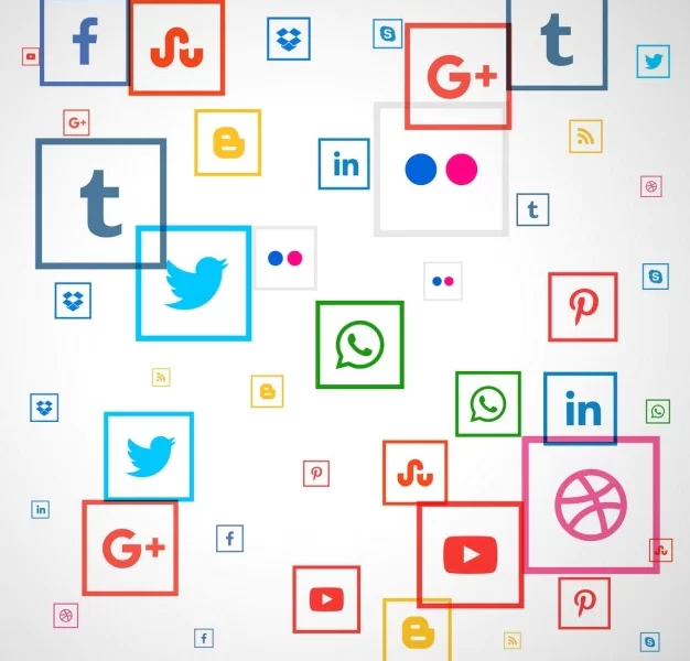 Background with social media icons Free Vector Background with social media icons Free Vector
