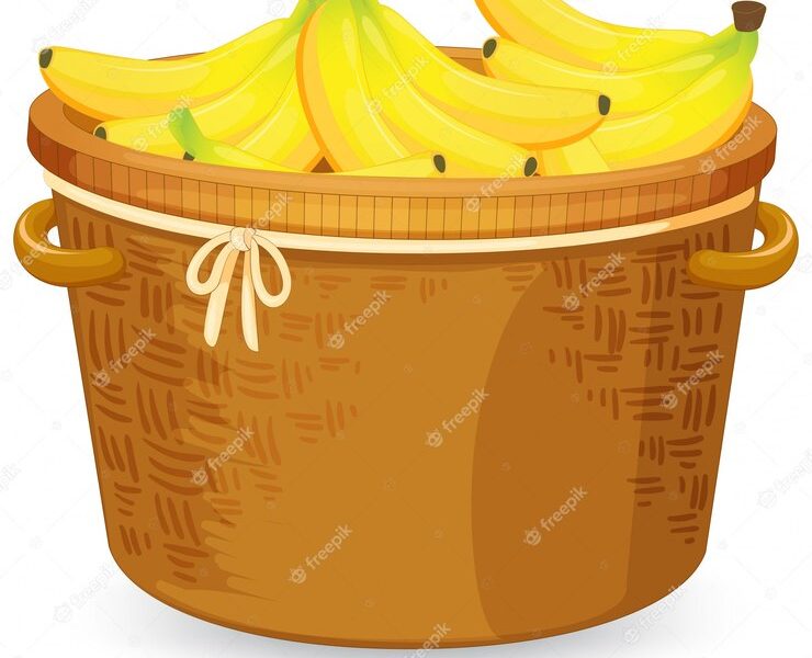 Banana in the basket Free Vector