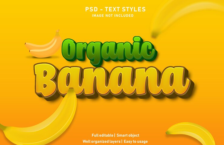 Banana text effects template Premium Psd