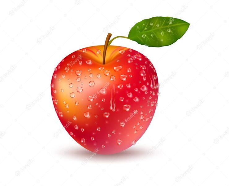 Realistic fresh red apple with drops Free Vector Realistic fresh red apple with drops Free Vector