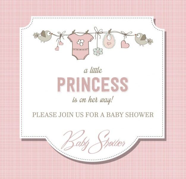 Beautiful baby girl shower card Free Vector