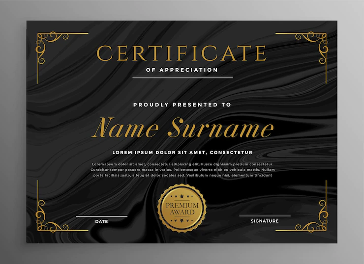 Black Certificate Template Multipurpose Use 1017 29760