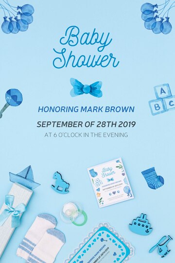 Blue Baby Shower Invitation With Decorations 23 2148458838