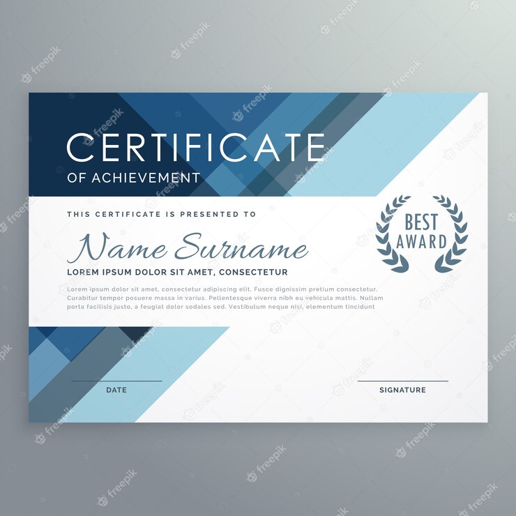 Blue Certificate Design Professional Style 1017 9812