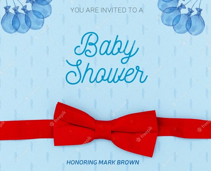 Blue invitation for baby shower Free Psd