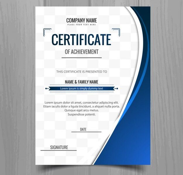 Blue wavy certificate template Free Vector