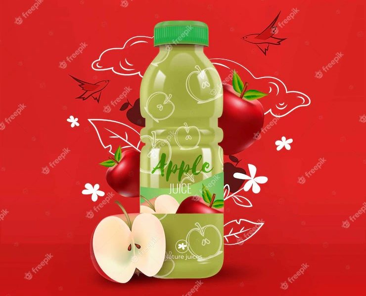 Apple juice in a plastic bottle ad Free Vector Apple juice in a plastic bottle ad Free Vector