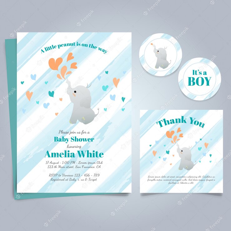 Card Baby Shower With Elephant 1124 82