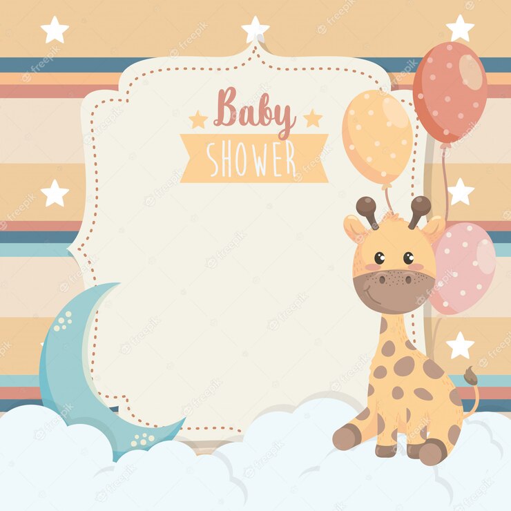 Card Giraffe Animal With Balloons Clouds 24640 46885