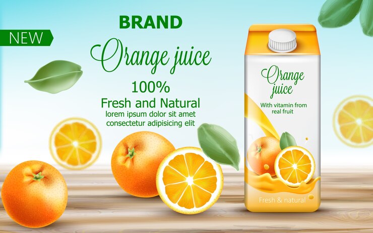 Carton Box With Orange Juice Surrounded By Citruses Leaves 1268 15516