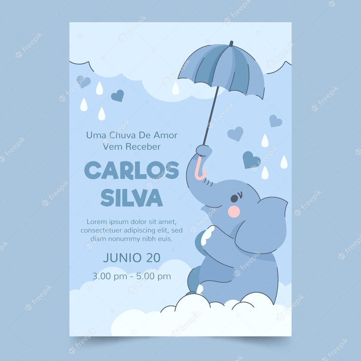 Cartoon Chuva De Amor Baby Shower Invitation 23 2148919697