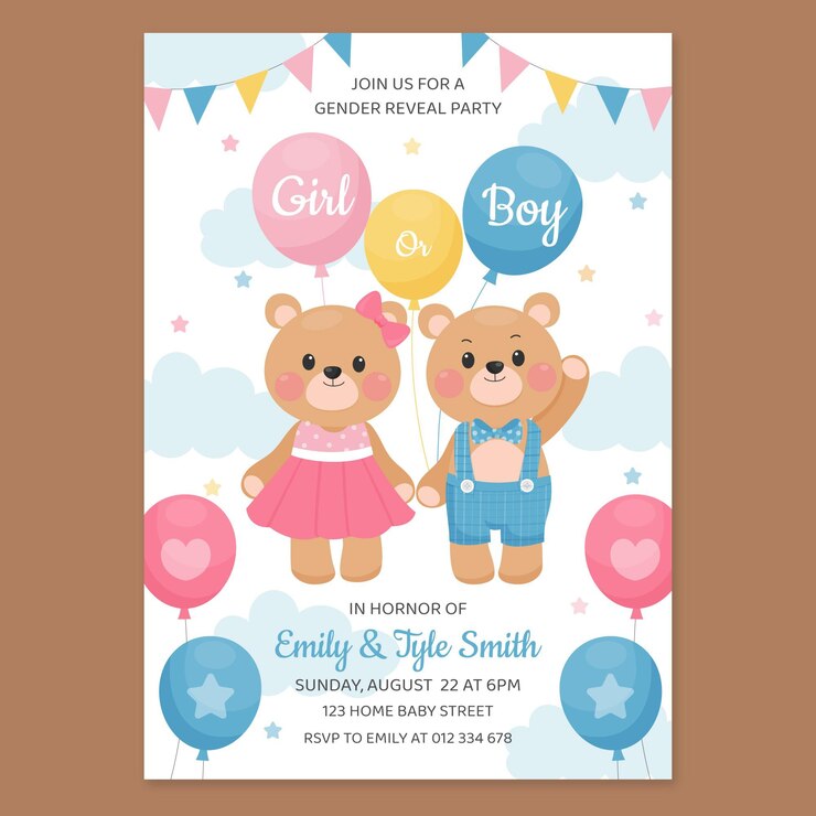 Cartoon Gender Reveal Invitation Template 23 2149013301