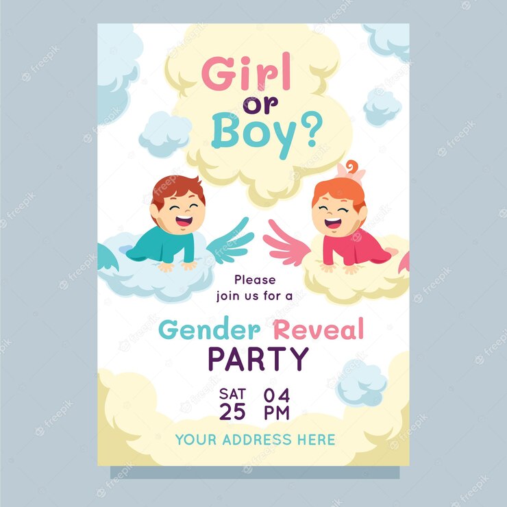 Cartoon Gender Reveal Invitation 23 2149021100