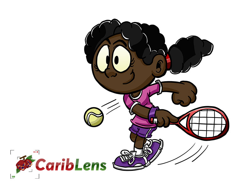 Cartoon African American black tennis player – free photo or illustration