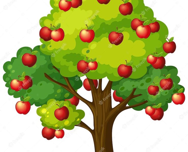 Apple tree isolated on white background Free Vector