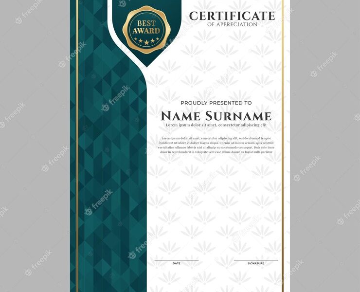 Certificate of achievement border design templates Free Vector