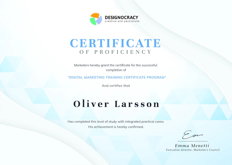 Certificate Proficiency Template Modern Professional Design Vector 53876 156364