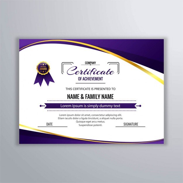 Certificate Purple Golden Waves 1035 5741