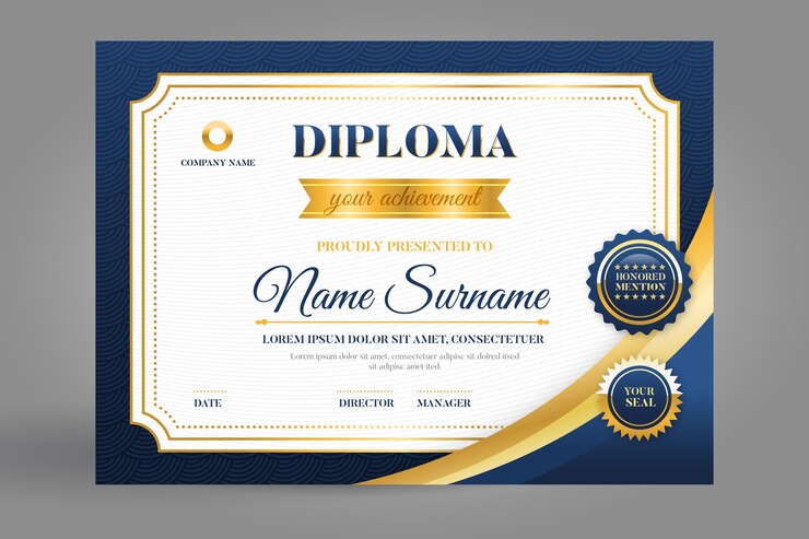 Certificate Template Blue Golden 52683 31572