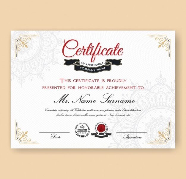 Certificate template design Free Vector Certificate template design Free Vector
