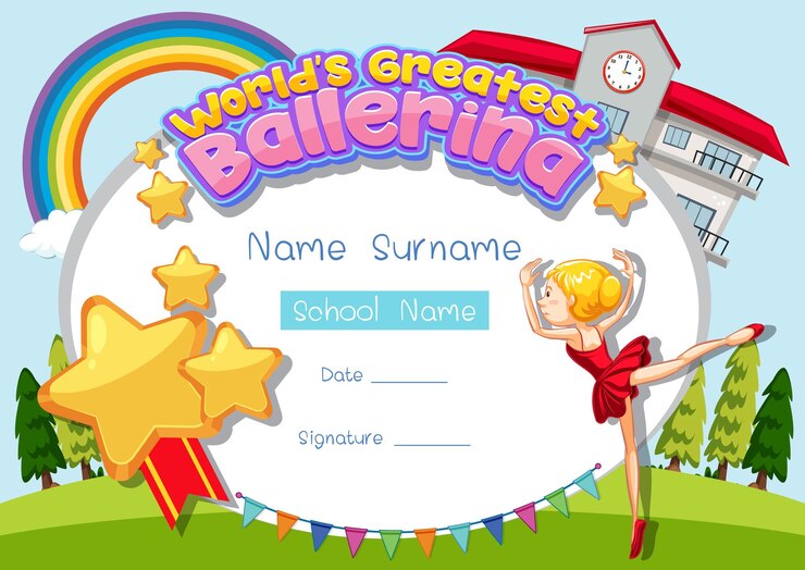 Certificate Template World S Greatest Ballerina 1308 61615