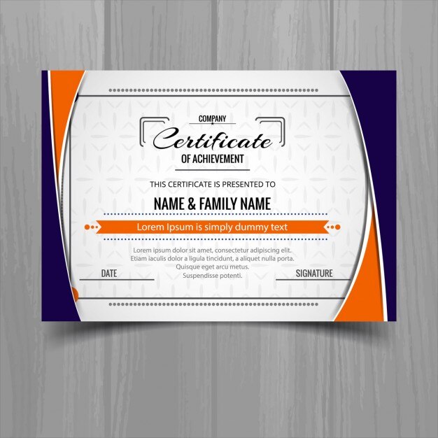 Certificate With Blue Orange Shapes 1035 4222