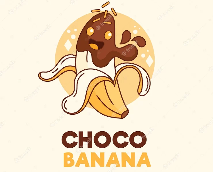 Choco banana character logo Free Vector