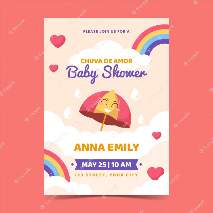 Chuva De Amor Baby Shower Card Template 23 2148922840