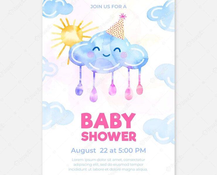 Chuva de amor baby shower card template Free Vector