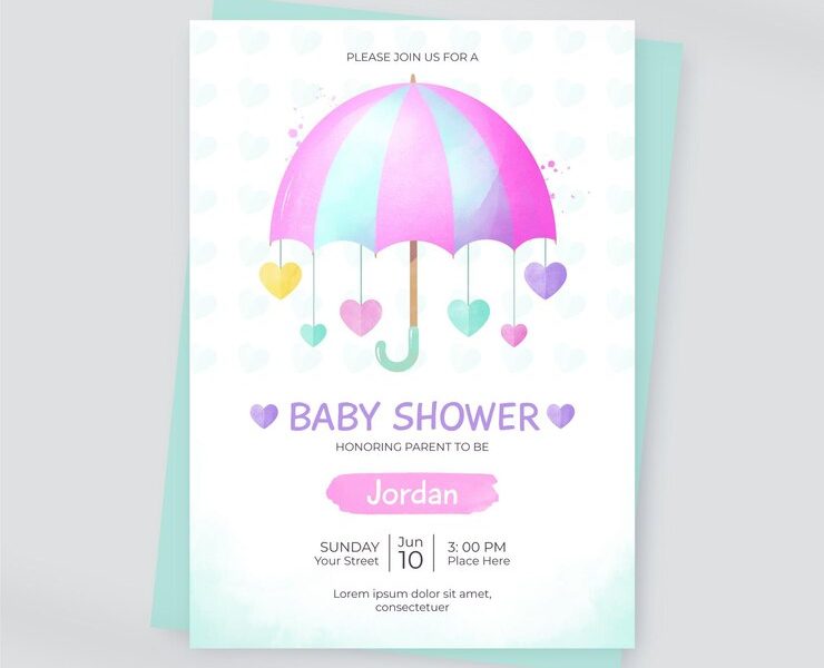 Chuva de amor baby shower card template Free Vector