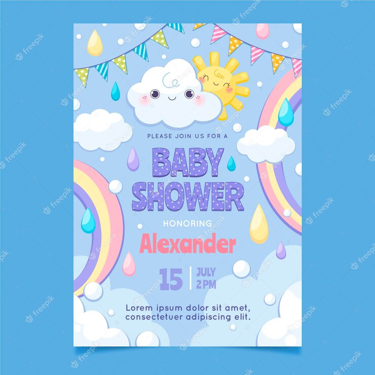 Chuva De Amor Baby Shower Card Template 52683 61485