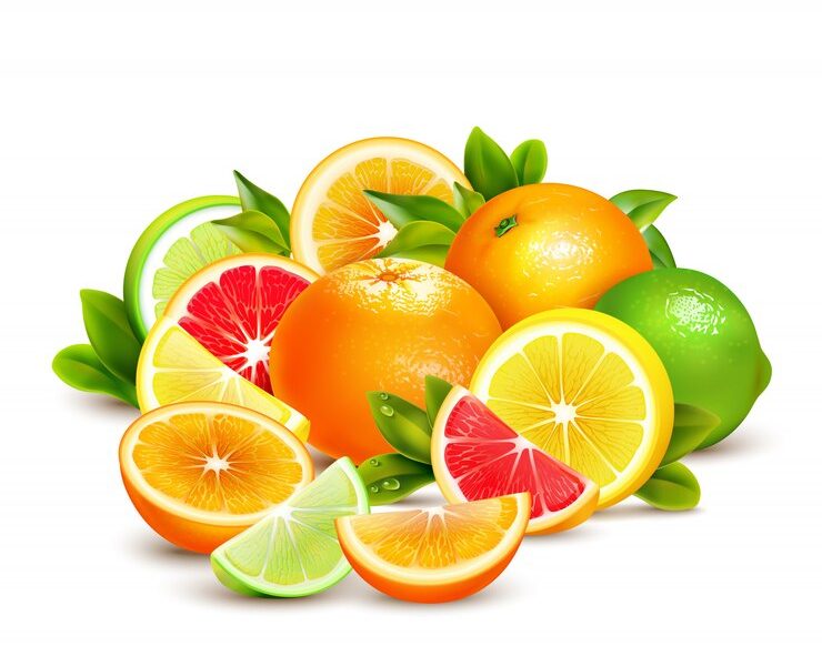 Citrus fruits collection realistic composition Free Vector Citrus fruits collection realistic composition Free Vector