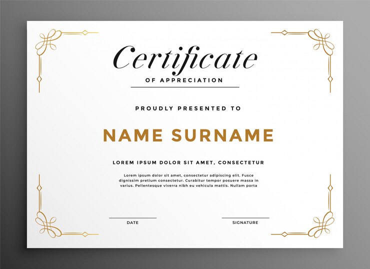 Classic White Multipurpose Certificate Template Concept 1017 24064