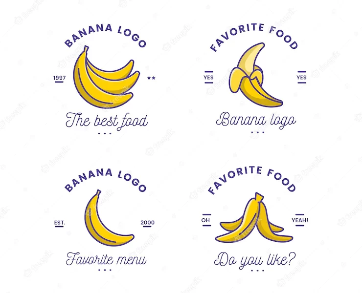 Collection of funny banana logo template Free Vector Collection of funny banana logo template Free Vector