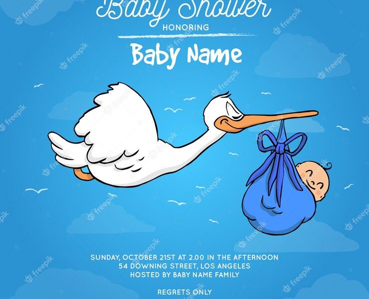 Creative baby shower template for boy Free Vector