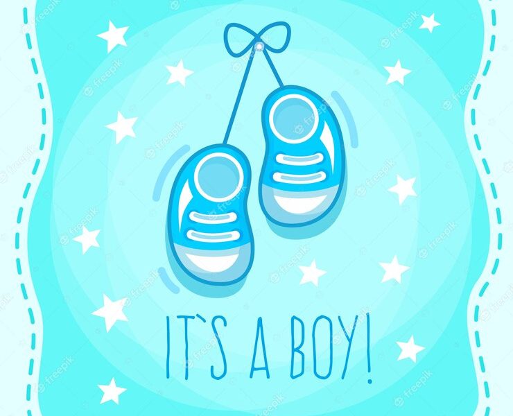 Cute baby shower card for boy Free Vector