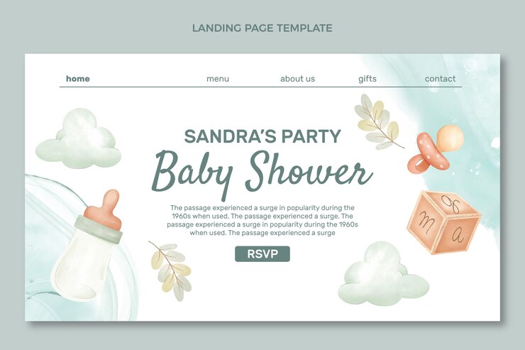 Cute Baby Shower Design Landing Page Template 23 2149251746